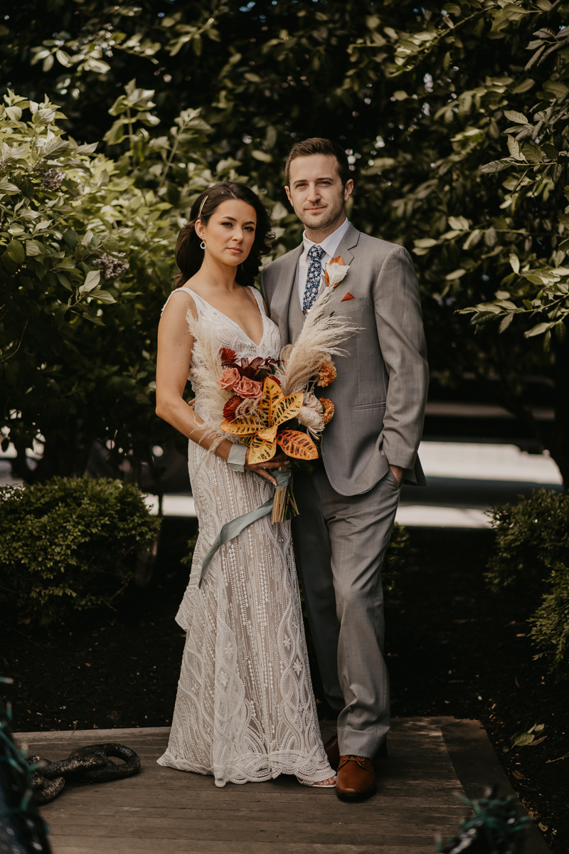 Stunning bride and groom wedding portraits at the Annapolis Waterfront Hotel in Annapolis, Maryland by Britney Clause Photography