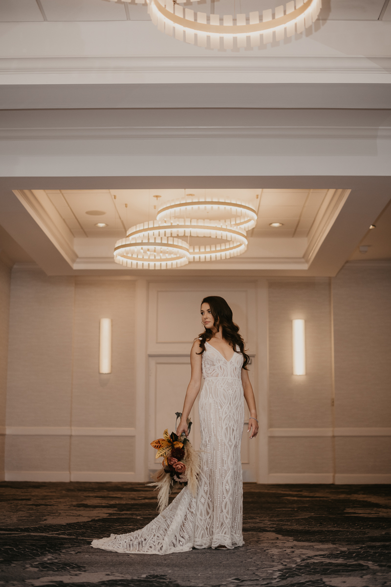 Stunning bride and groom wedding portraits at the Annapolis Waterfront Hotel in Annapolis, Maryland by Britney Clause Photography