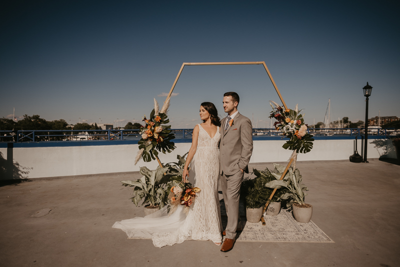 Stunning bride and groom wedding portraits at the Annapolis Waterfront Hotel in Annapolis, Maryland by Britney Clause Photography