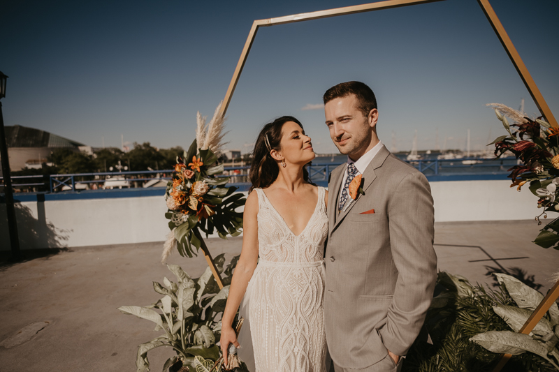 Stunning bride and groom wedding portraits at the Annapolis Waterfront Hotel in Annapolis, Maryland by Britney Clause Photography