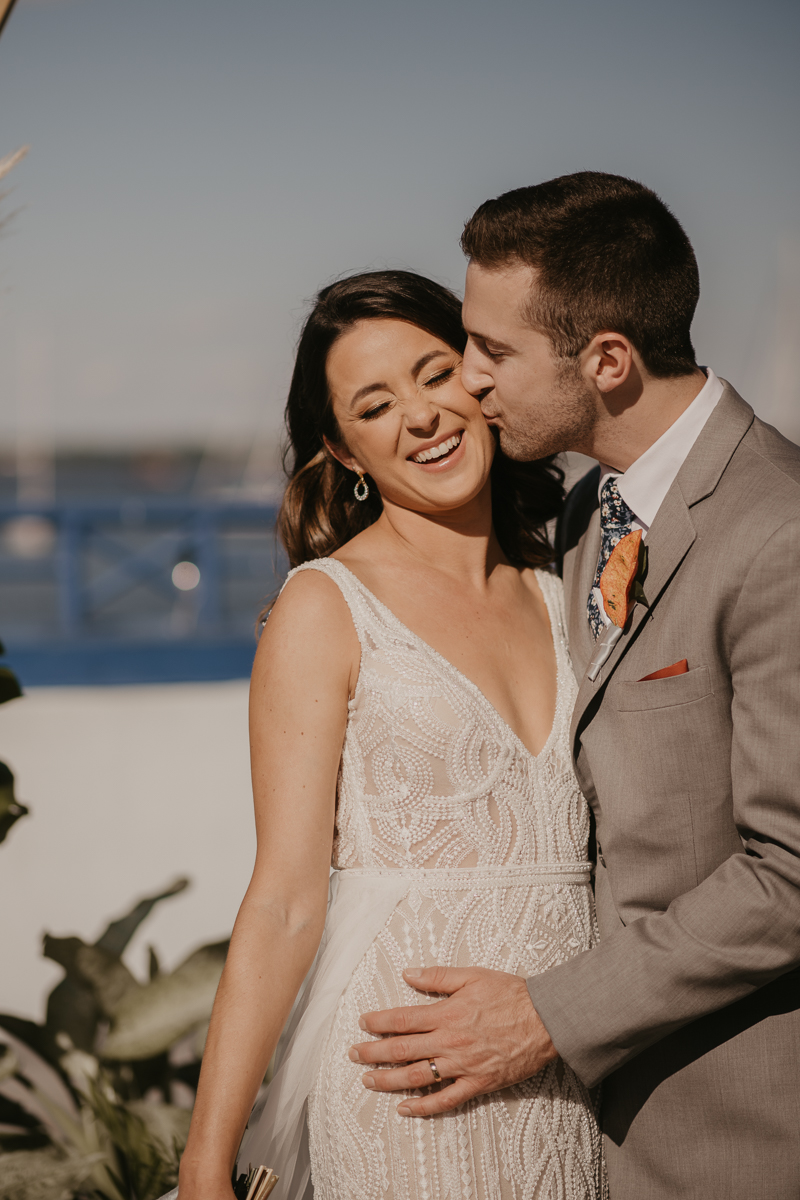 Stunning bride and groom wedding portraits at the Annapolis Waterfront Hotel in Annapolis, Maryland by Britney Clause Photography