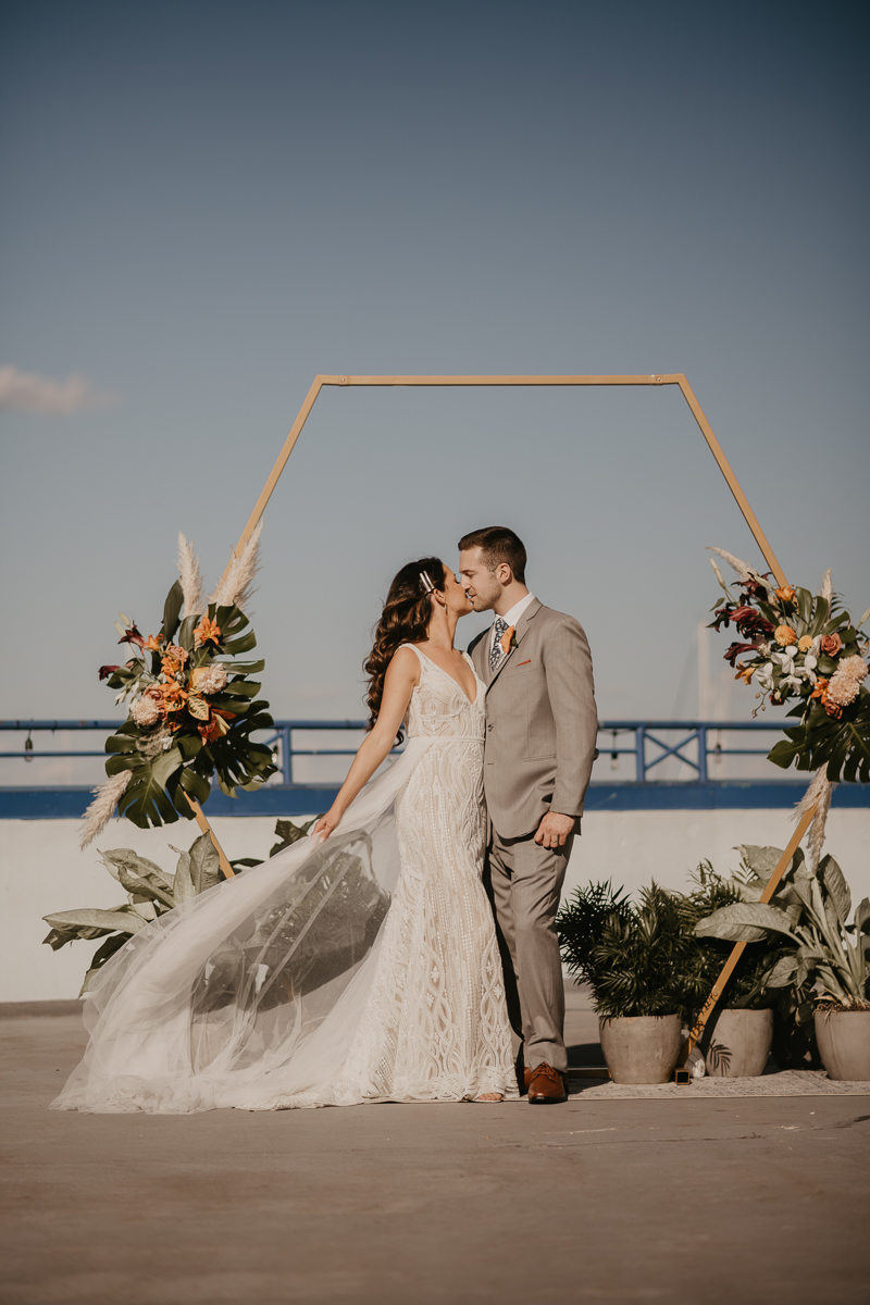 Stunning bride and groom wedding portraits at the Annapolis Waterfront Hotel in Annapolis, Maryland by Britney Clause Photography