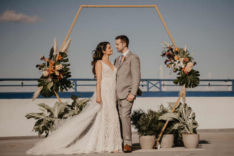 Stunning bride and groom wedding portraits at the Annapolis Waterfront Hotel in Annapolis, Maryland by Britney Clause Photography