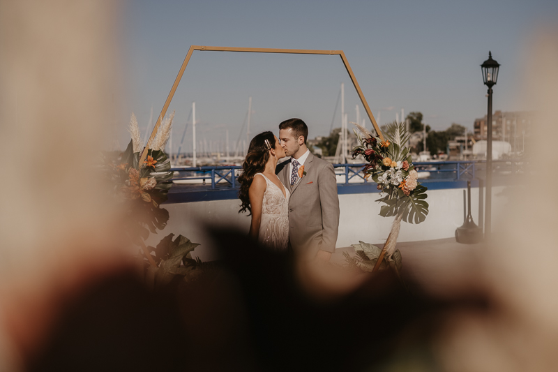 Stunning bride and groom wedding portraits at the Annapolis Waterfront Hotel in Annapolis, Maryland by Britney Clause Photography