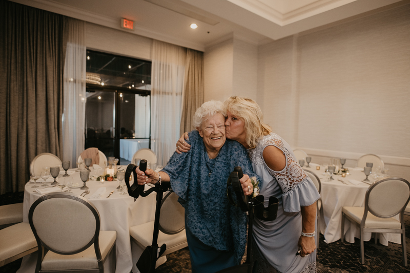 A stunning waterfront wedding reception at the Annapolis Waterfront Hotel in Annapolis, Maryland by Britney Clause Photography