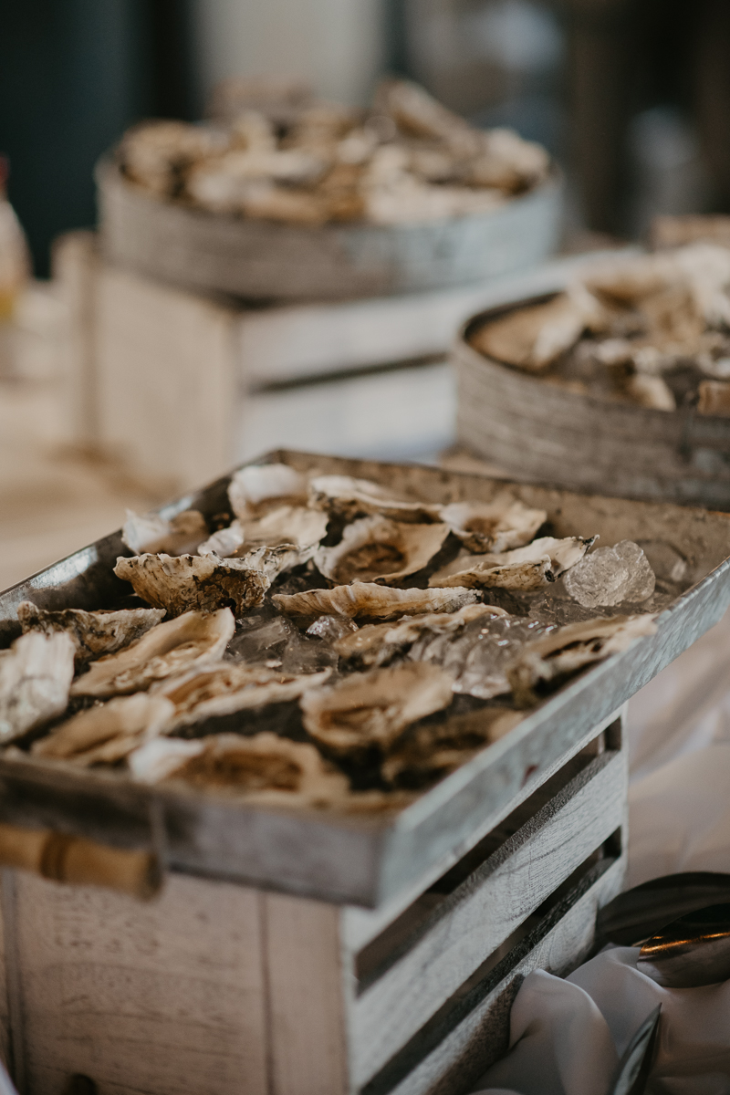 A stunning waterfront wedding reception food at the Annapolis Waterfront Hotel in Annapolis, Maryland by Britney Clause Photography