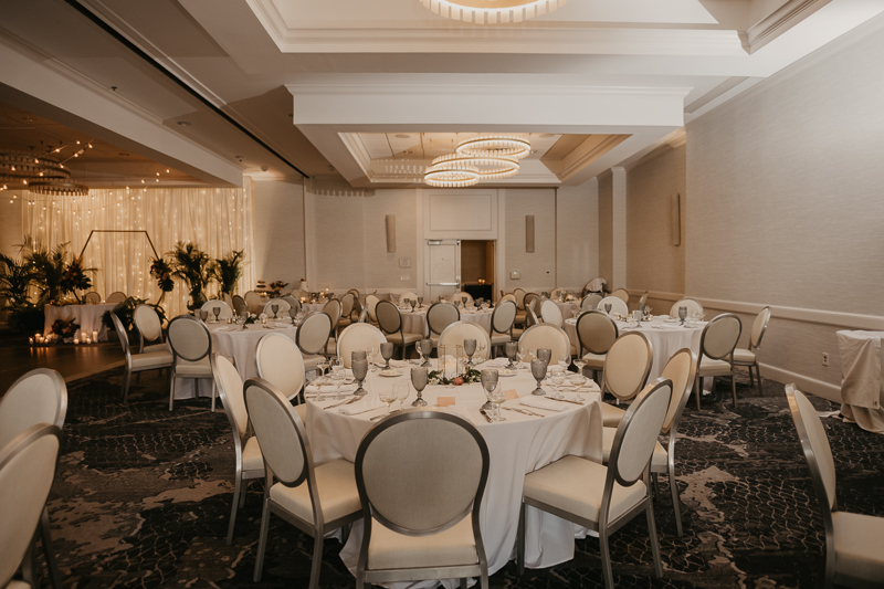 Gorgeous waterfront wedding reception decor at the Annapolis Waterfront Hotel in Annapolis, Maryland by Britney Clause Photography