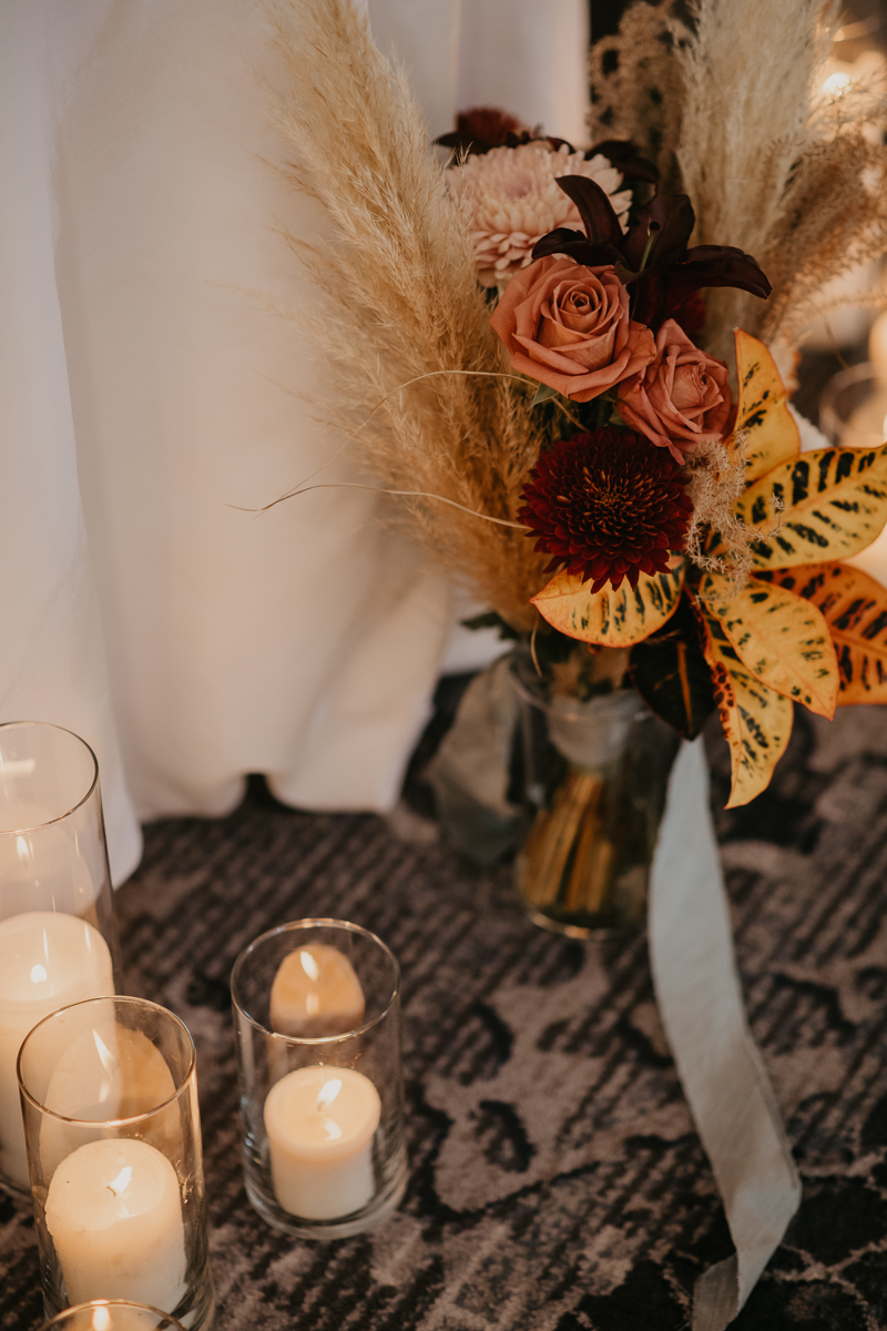 Gorgeous waterfront wedding reception decor at the Annapolis Waterfront Hotel in Annapolis, Maryland by Britney Clause Photography