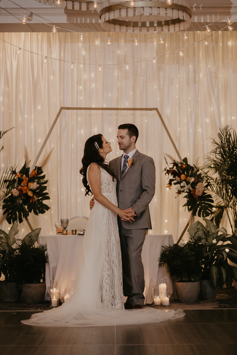 Stunning bride and groom wedding portraits at the Annapolis Waterfront Hotel in Annapolis, Maryland by Britney Clause Photography