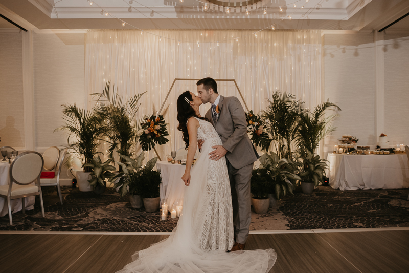 Stunning bride and groom wedding portraits at the Annapolis Waterfront Hotel in Annapolis, Maryland by Britney Clause Photography