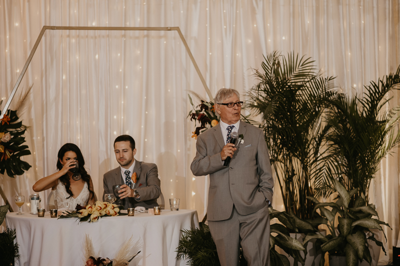 A stunning waterfront wedding reception at the Annapolis Waterfront Hotel in Annapolis, Maryland by Britney Clause Photography