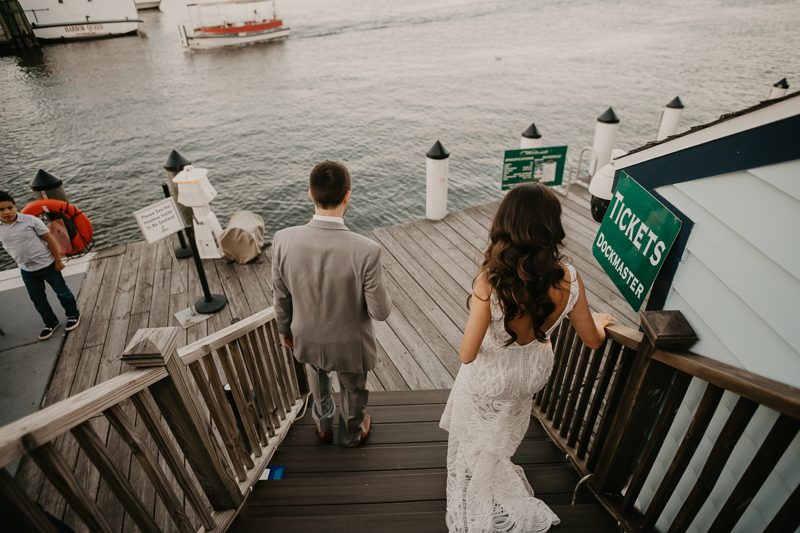 Stunning bride and groom wedding portraits at the Annapolis Waterfront Hotel in Annapolis, Maryland by Britney Clause Photography