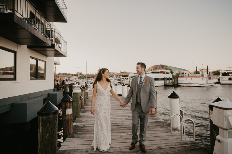 Stunning bride and groom wedding portraits at the Annapolis Waterfront Hotel in Annapolis, Maryland by Britney Clause Photography