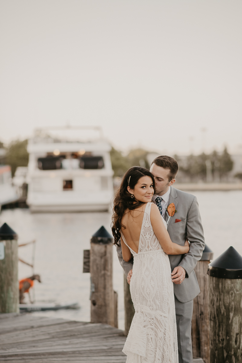 Stunning bride and groom wedding portraits at the Annapolis Waterfront Hotel in Annapolis, Maryland by Britney Clause Photography