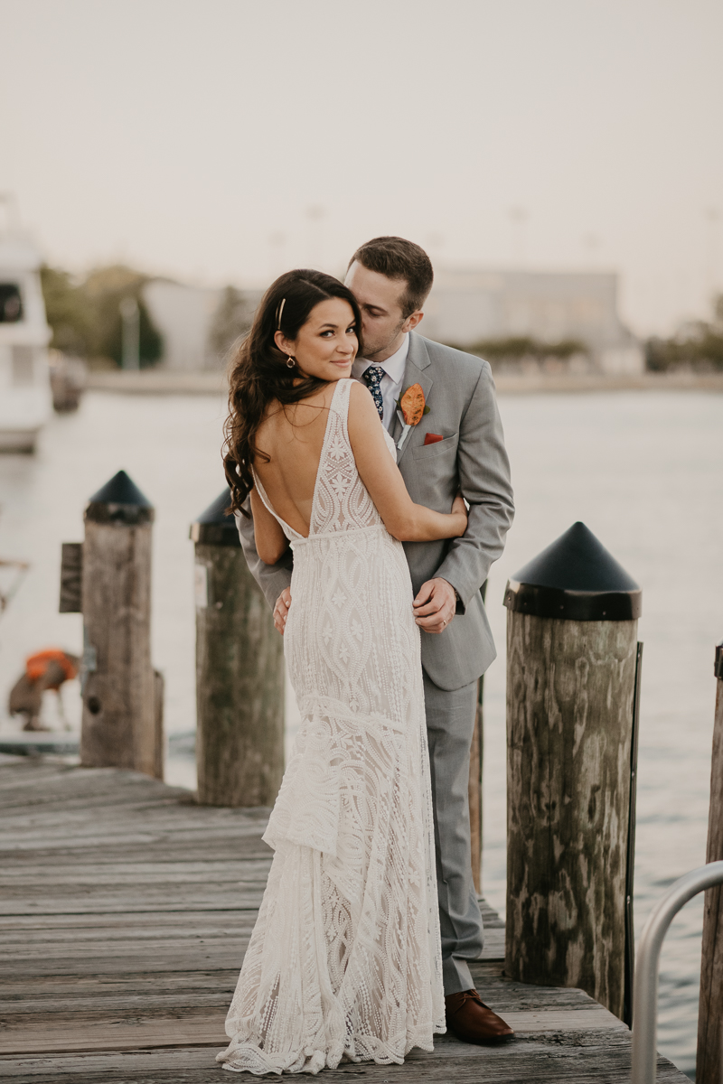 Stunning bride and groom wedding portraits at the Annapolis Waterfront Hotel in Annapolis, Maryland by Britney Clause Photography