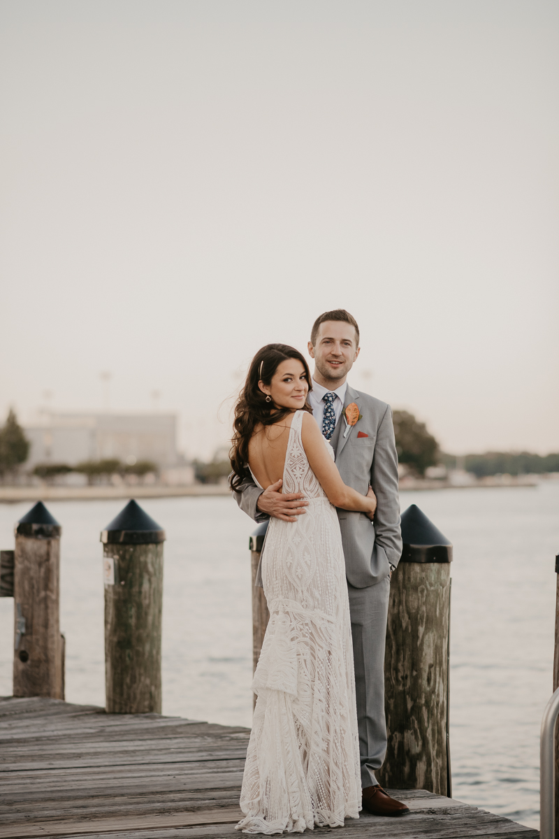 Stunning bride and groom wedding portraits at the Annapolis Waterfront Hotel in Annapolis, Maryland by Britney Clause Photography