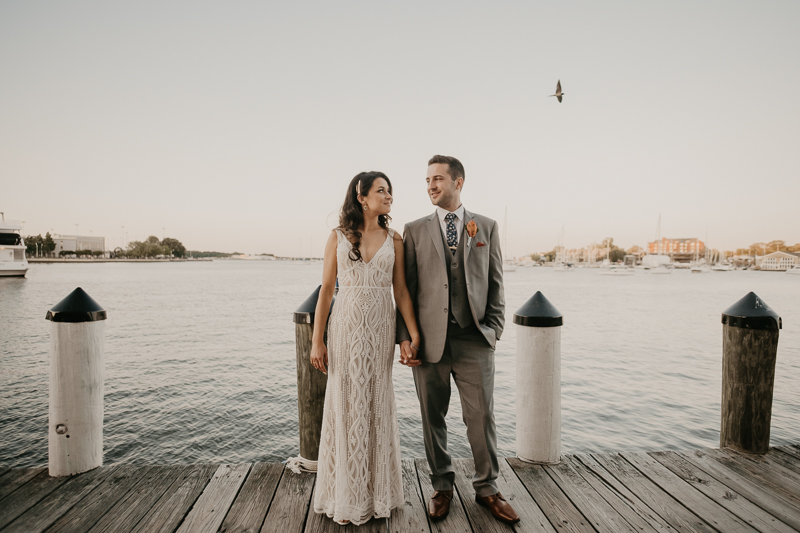 Stunning bride and groom wedding portraits at the Annapolis Waterfront Hotel in Annapolis, Maryland by Britney Clause Photography