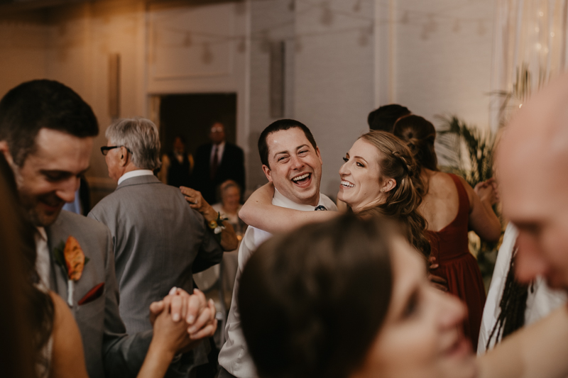 A stunning waterfront wedding reception at the Annapolis Waterfront Hotel in Annapolis, Maryland by Britney Clause Photography