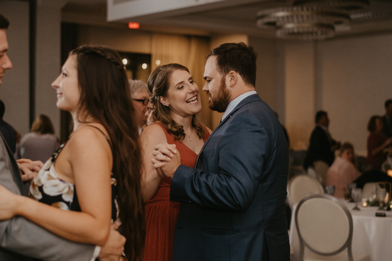 A stunning waterfront wedding reception at the Annapolis Waterfront Hotel in Annapolis, Maryland by Britney Clause Photography