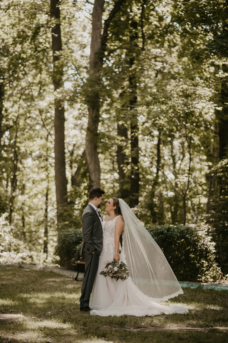 Stunning bride and groom wedding portraits at the Liriodendron Mansion in Bel Air, Maryland by Britney Clause Photography