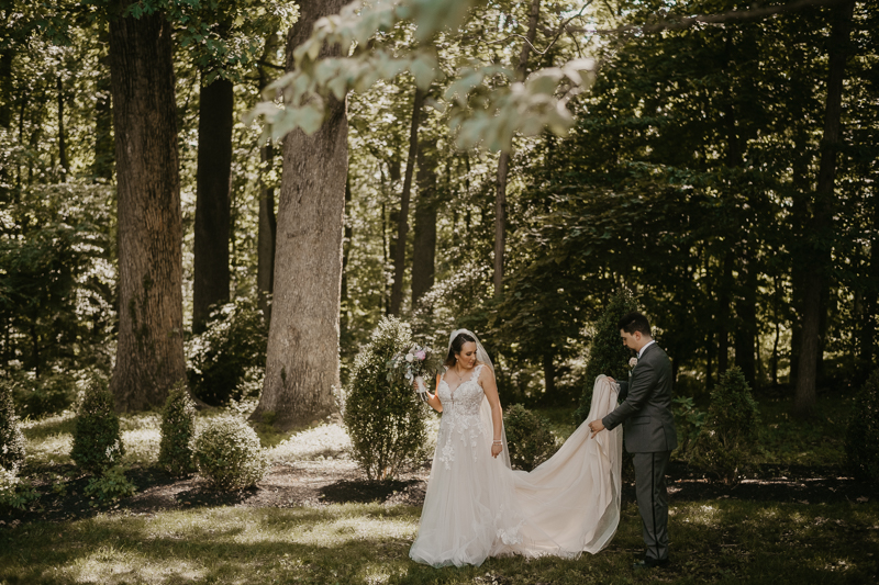 Stunning bride and groom wedding portraits at the Liriodendron Mansion in Bel Air, Maryland by Britney Clause Photography