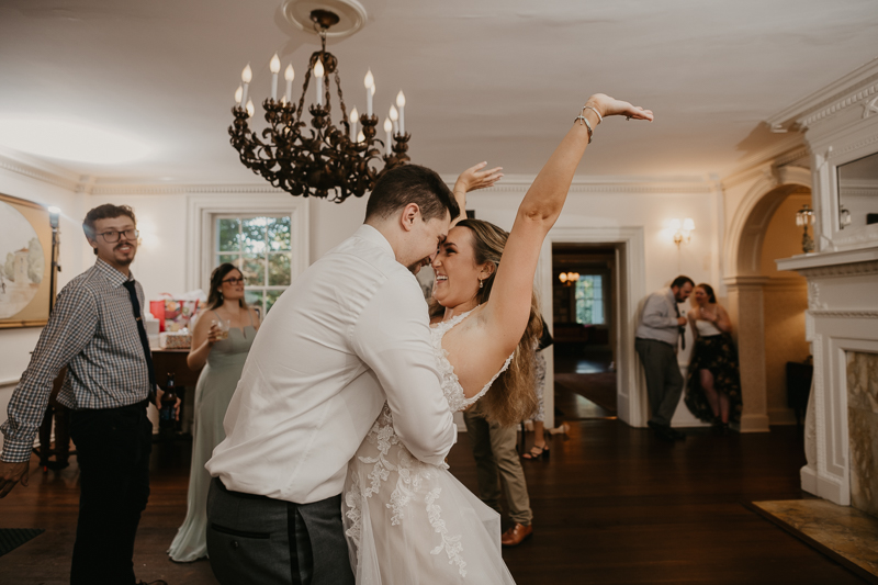 An exciting evening wedding reception by DJ Jason Burns at the Liriodendron Mansion in Bel Air, Maryland by Britney Clause Photography