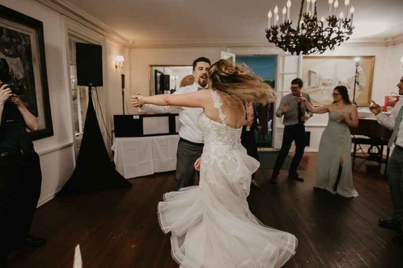 An exciting evening wedding reception by DJ Jason Burns at the Liriodendron Mansion in Bel Air, Maryland by Britney Clause Photography