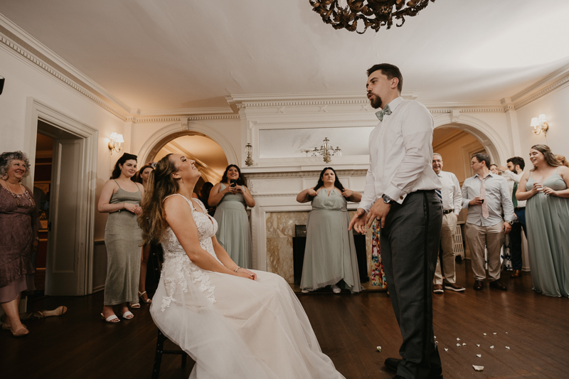 An exciting evening wedding reception by DJ Jason Burns at the Liriodendron Mansion in Bel Air, Maryland by Britney Clause Photography