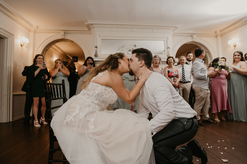 An exciting evening wedding reception by DJ Jason Burns at the Liriodendron Mansion in Bel Air, Maryland by Britney Clause Photography