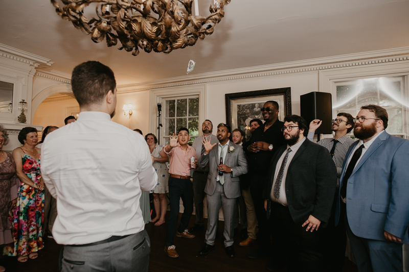 An exciting evening wedding reception by DJ Jason Burns at the Liriodendron Mansion in Bel Air, Maryland by Britney Clause Photography