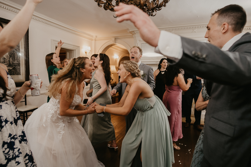 An exciting evening wedding reception by DJ Jason Burns at the Liriodendron Mansion in Bel Air, Maryland by Britney Clause Photography