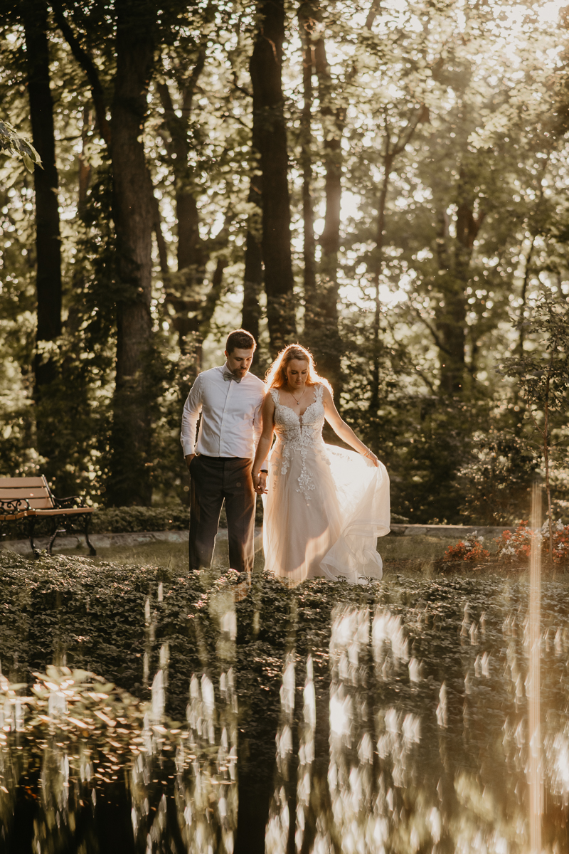 Stunning bride and groom wedding portraits at the Liriodendron Mansion in Bel Air, Maryland by Britney Clause Photography