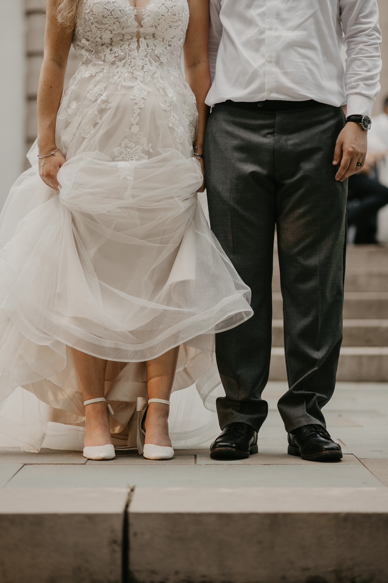 Stunning bride and groom wedding portraits at the Liriodendron Mansion in Bel Air, Maryland by Britney Clause Photography