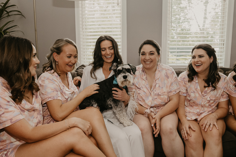 A bride getting ready at a private residence for a William Paca House Wedding in Annapolis, Maryland by Britney Clause Photography