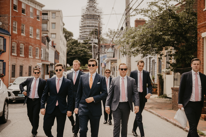 A groom getting ready at the State House for a William Paca House Wedding in Annapolis, Maryland by Britney Clause Photography