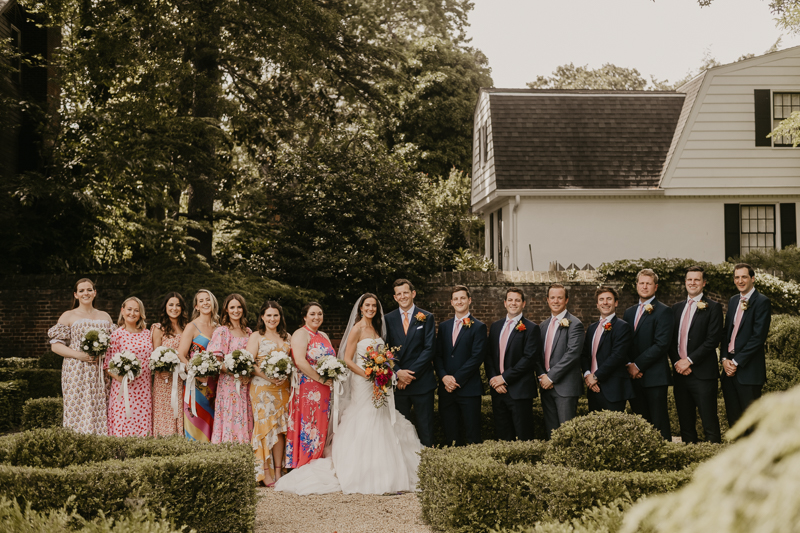Beautiful bridal party portraits at the William Paca House Wedding in Annapolis, Maryland by Britney Clause Photography