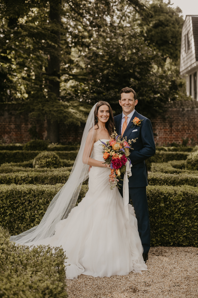 Stunning bride and groom wedding portraits at the William Paca House Wedding in Annapolis, Maryland by Britney Clause Photography