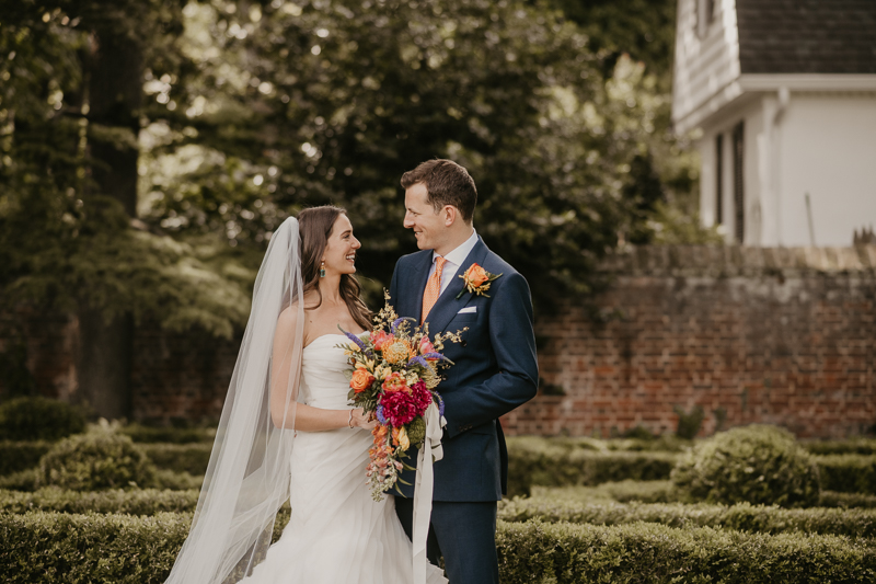 Stunning bride and groom wedding portraits at the William Paca House Wedding in Annapolis, Maryland by Britney Clause Photography