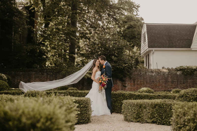 Stunning bride and groom wedding portraits at the William Paca House Wedding in Annapolis, Maryland by Britney Clause Photography