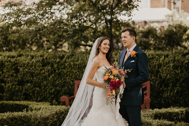 Stunning bride and groom wedding portraits at the William Paca House Wedding in Annapolis, Maryland by Britney Clause Photography