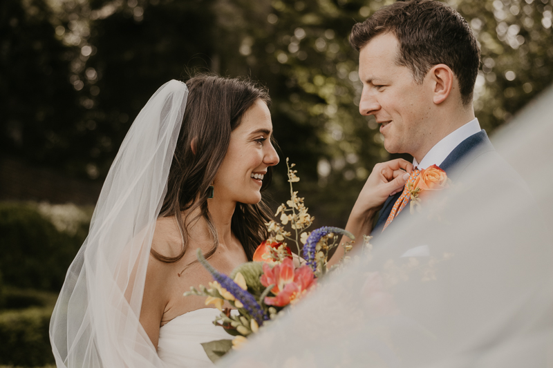 Stunning bride and groom wedding portraits at the William Paca House Wedding in Annapolis, Maryland by Britney Clause Photography