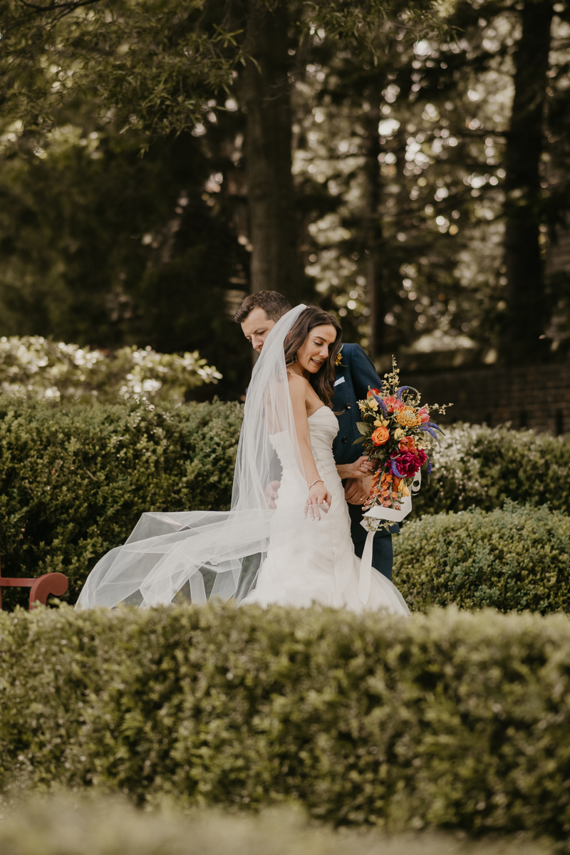 Stunning bride and groom wedding portraits at the William Paca House Wedding in Annapolis, Maryland by Britney Clause Photography