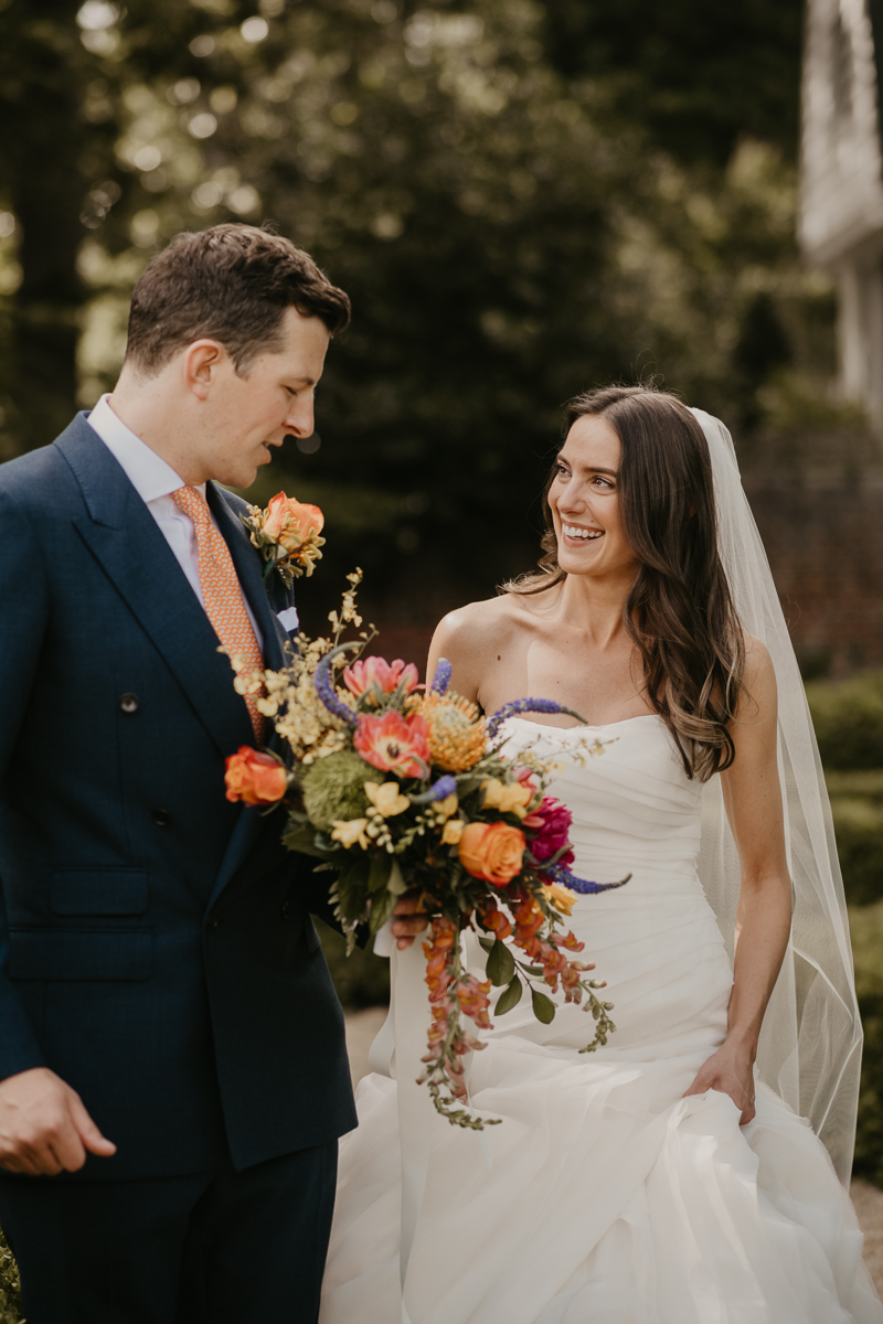 Stunning bride and groom wedding portraits at the William Paca House Wedding in Annapolis, Maryland by Britney Clause Photography