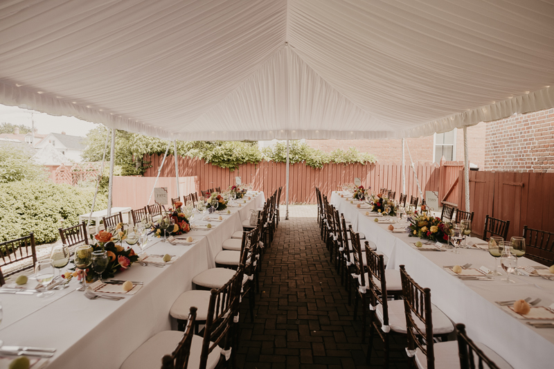 Gorgeous garden wedding reception decor at the William Paca House Wedding in Annapolis, Maryland by Britney Clause Photography