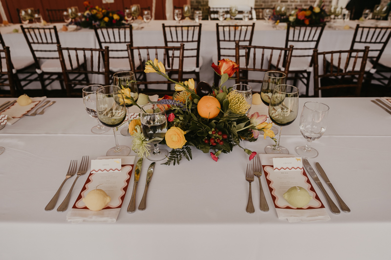 Gorgeous garden wedding reception decor at the William Paca House Wedding in Annapolis, Maryland by Britney Clause Photography