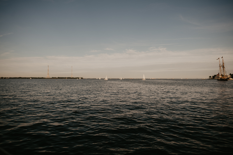 An exciting evening wedding reception by Watershed Entertainment and Timmie Metz Band on the Harbor Queen boat in Annapolis, Maryland by Britney Clause Photography