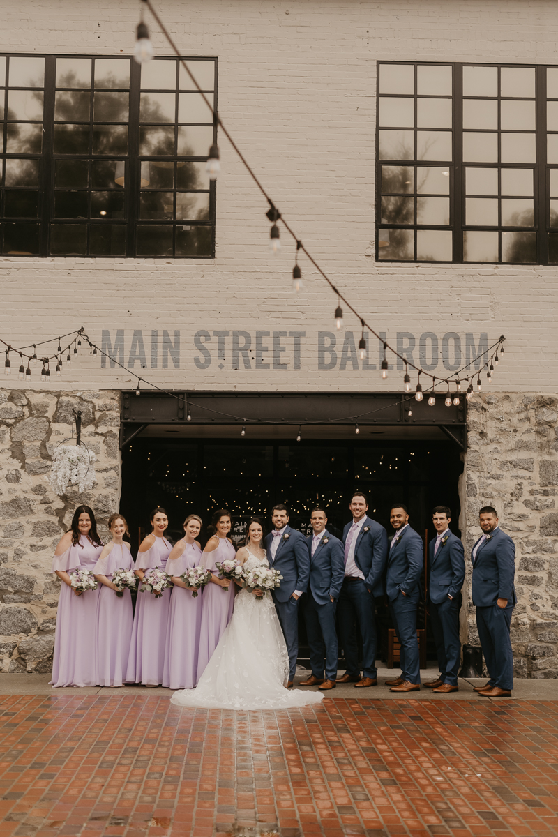 Beautiful bridal party portraits at Main Street Ballroom in Ellicott City, Maryland by Britney Clause Photography