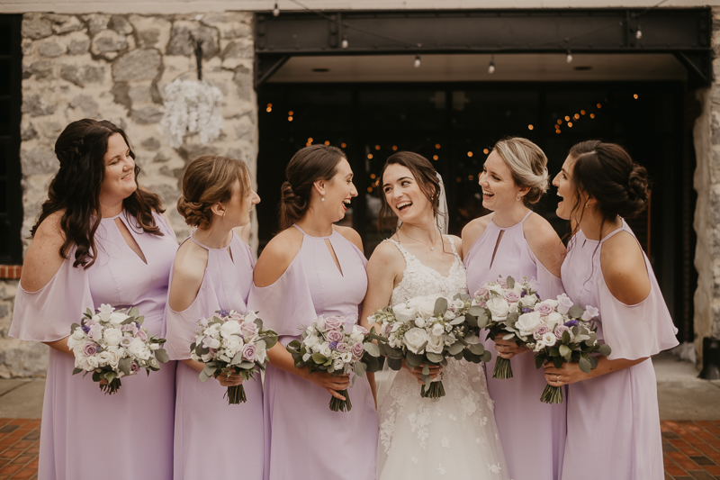 Beautiful bridal party portraits at Main Street Ballroom in Ellicott City, Maryland by Britney Clause Photography