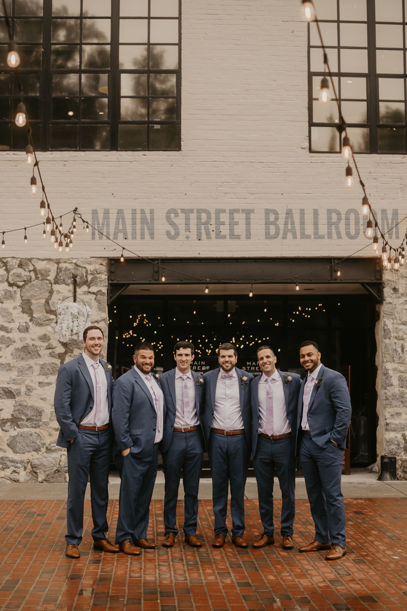 Beautiful bridal party portraits at Main Street Ballroom in Ellicott City, Maryland by Britney Clause Photography