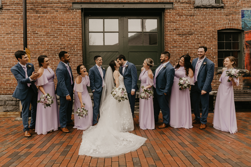 Beautiful bridal party portraits at Main Street Ballroom in Ellicott City, Maryland by Britney Clause Photography